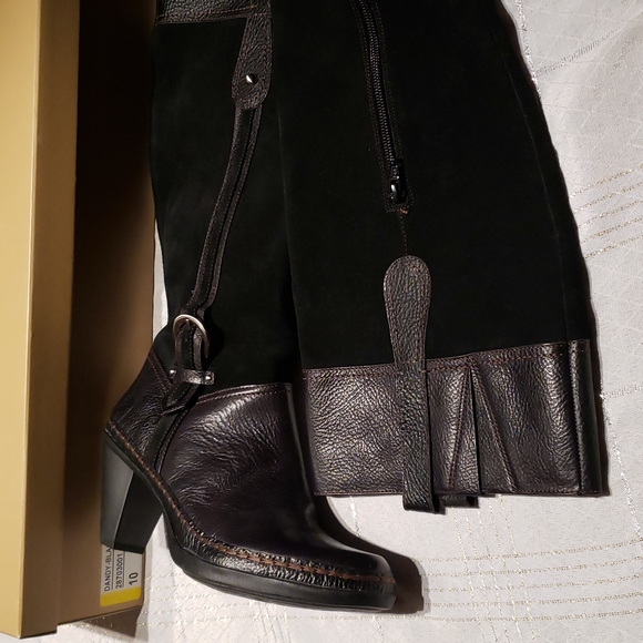 Naturalizer N5 New DANDY Knee High Comfort Fashion Suede & Leather Boot BLACK 10 - Picture 8 of 16